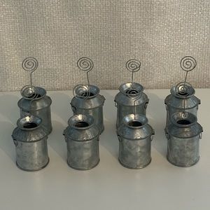 Mini galvanized milk can place card/picture holders